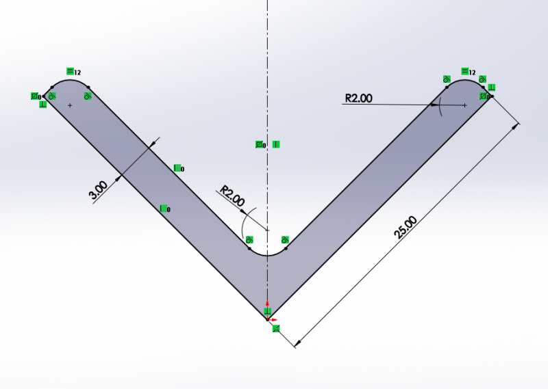 Tạo biên dạng chuẩn cho thép V trên modul weldment của phần mềm solidworks