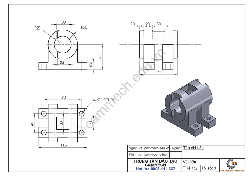 Bài tập 2 vẽ 3D Cammech