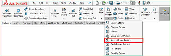 What's New SOLIDWORKS 2022: Linear Sketch Pattern Enhancements