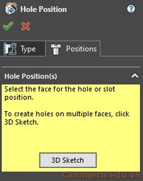 Hướng dẫn sử dụng lệnh Hole trên Solidworks