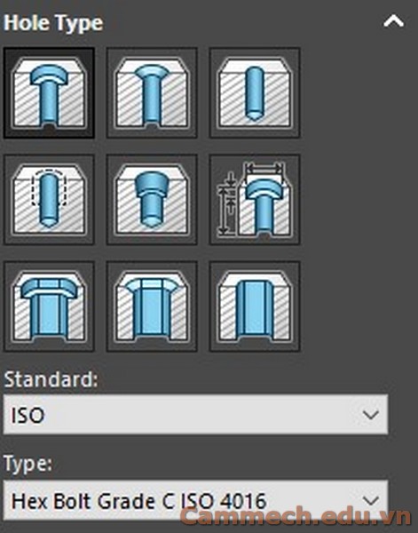 Hướng dẫn sử dụng lệnh Hole trên Solidworks