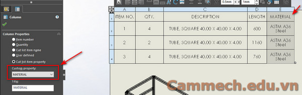 Hướng dẫn tạo Weldment Cutlist trên Solidworks