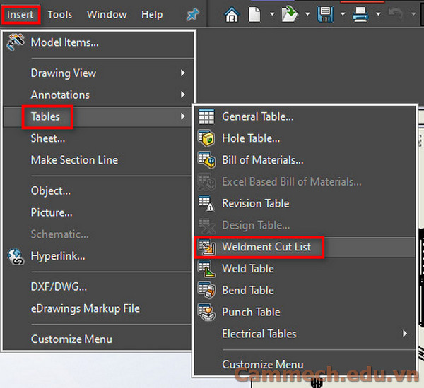 Hướng dẫn tạo Weldment Cutlist trên Solidworks