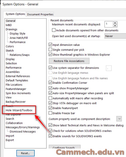 Cách thêm vật liệu vào tool box trong solidworks