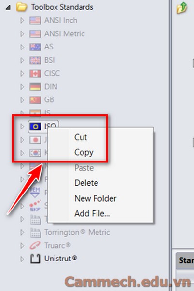 Cách thêm vật liệu vào tool box trong solidworks