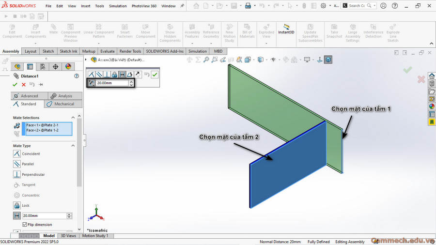 Hướng Dẫn Tạo Tính Năng Tạo Gờ và Rãnh (Tab and Slot) Trên Phần Mềm Solidworks