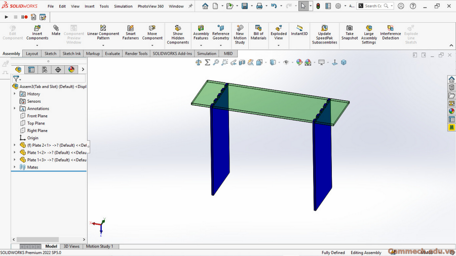Hướng Dẫn Tạo Tính Năng Tạo Gờ và Rãnh (Tab and Slot) Trên Phần Mềm Solidworks
