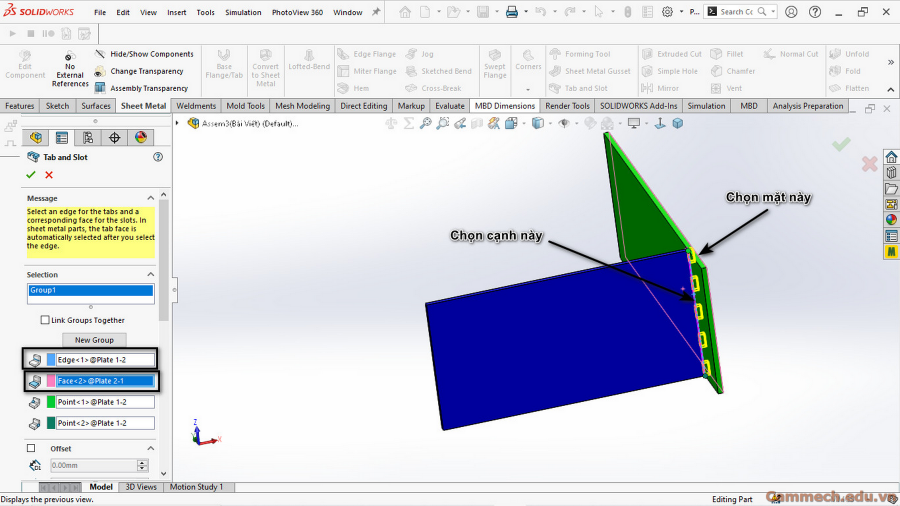 Hướng Dẫn Tạo Tính Năng Tạo Gờ và Rãnh (Tab and Slot) Trên Phần Mềm Solidworks