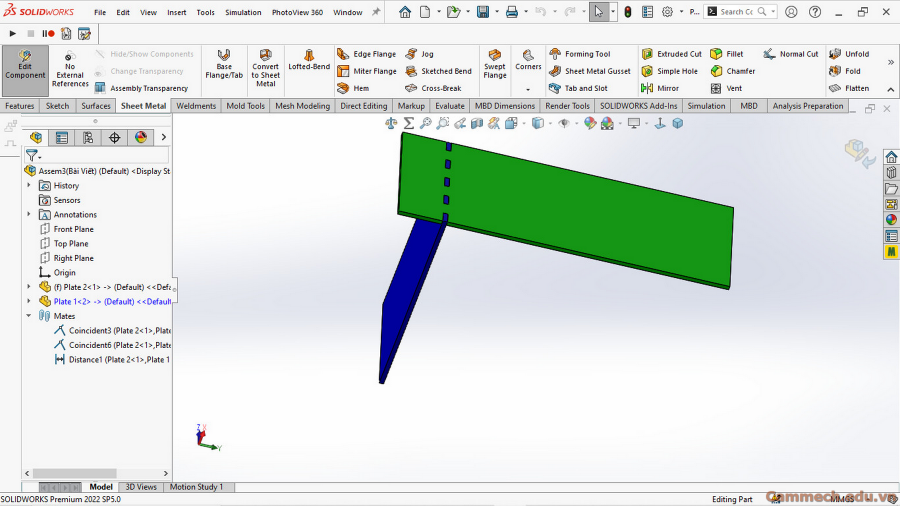 Hướng Dẫn Tạo Tính Năng Tạo Gờ và Rãnh (Tab and Slot) Trên Phần Mềm Solidworks