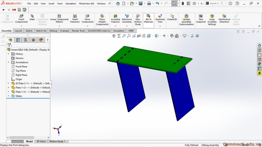 Hướng Dẫn Tạo Tính Năng Tạo Gờ và Rãnh (Tab and Slot) Trên Phần Mềm Solidworks