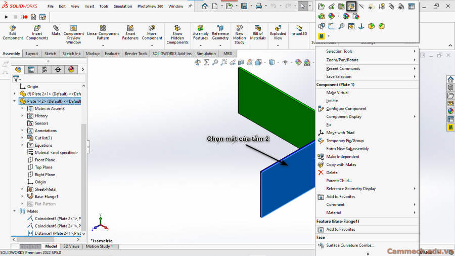 Hướng Dẫn Tạo Tính Năng Tạo Gờ và Rãnh (Tab and Slot) Trên Phần Mềm Solidworks