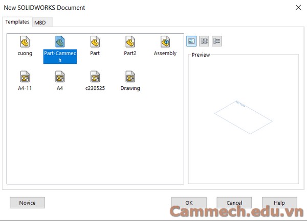 Thay đổi Template cho chi tiết bằng Insert Part