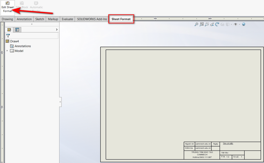 Sử dụng khung tên có sẵn trên Autocad để tạo Sheetformat trên Solidworks Drawings