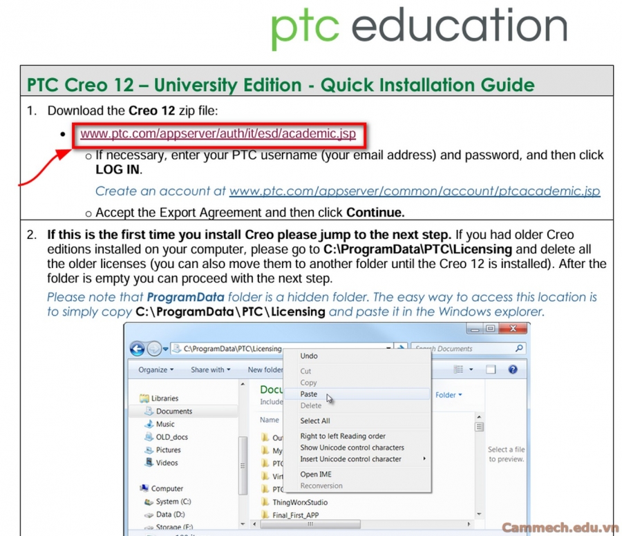 Hướng Dẫn Cài Đặt Creo Parametric 12.0 Education