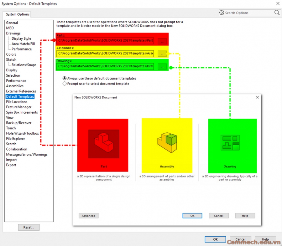 Cách tạo Templates mẫu trong SOLIDWORKS