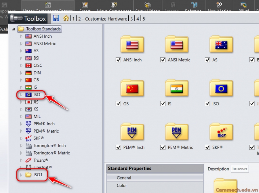 XÓA THUỘC TÍNH CỦA TOOLBOX TRONG SOLIDWORKS 