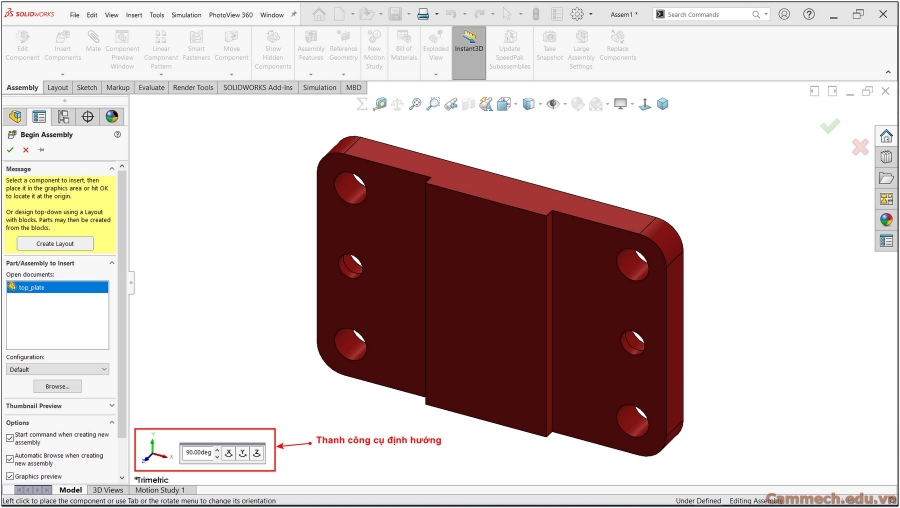 Hướng dẫn định vị các chi tiết trong môi trường lắp ráp trên SOLIDWORKS