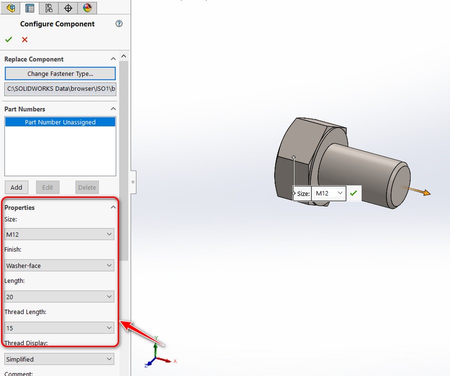 Hướng dẫn thêm kích thước tùy chỉnh vào Solidworks toolbox