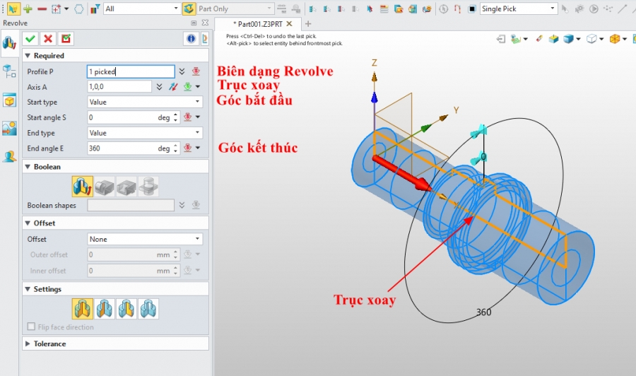 Hướng dẫn lệnh Revolve trong ZW3D