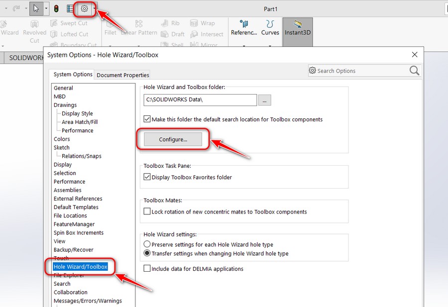 Hướng dẫn thêm kích thước tùy chỉnh vào Solidworks toolbox