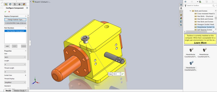 Hướng dẫn thêm kích thước tùy chỉnh vào Solidworks toolbox