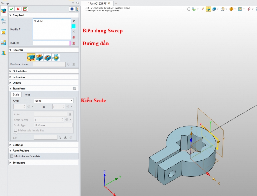 Bài 3 - Hướng dẫn lệnh Sweep trong ZW3D