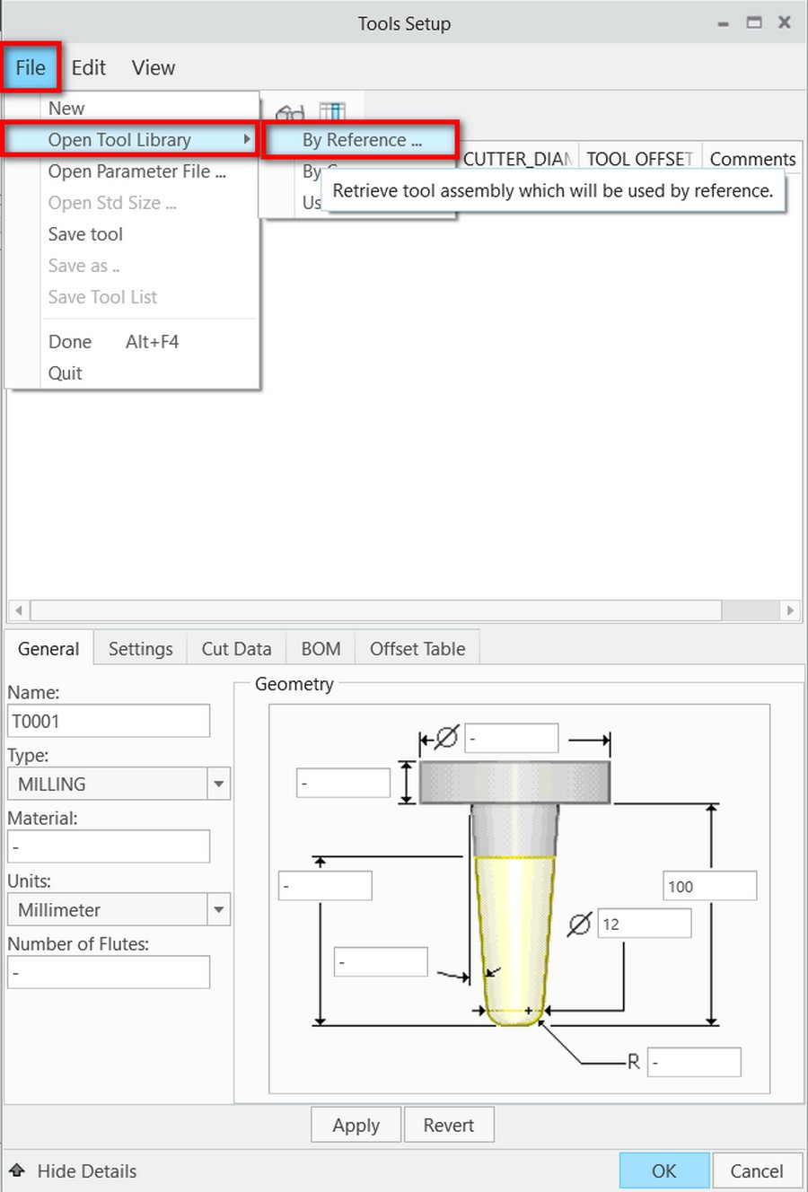 Tạo dao từ file 3D có sẵn trên Creo NC