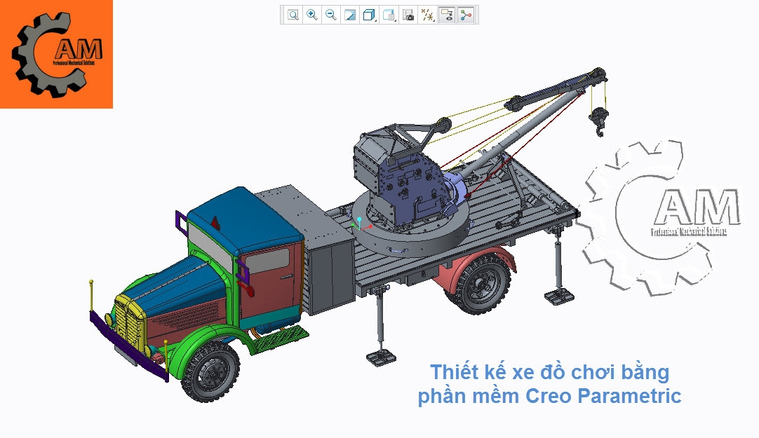 Thiết kế xe cẩu , sản phẩm của học viên khóa học thiết kế Creo