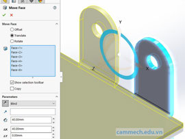 Lệnh Move Face dùng chỉnh sửa file trung gian trong SolidWorks