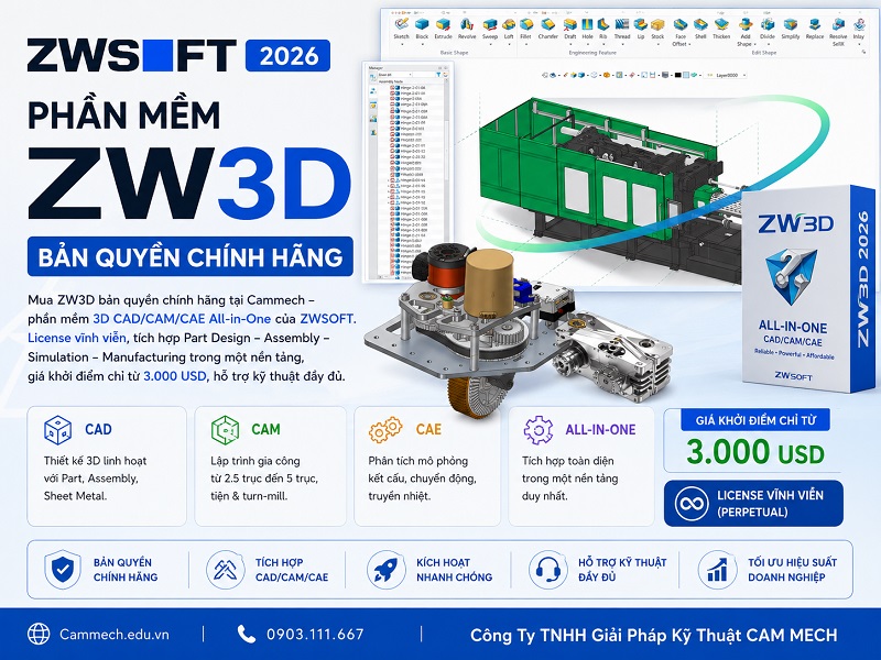 Phần Mềm ZW3D Bản Quyền Chính Hãng  2026